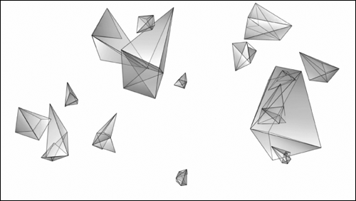 3D-shapes fly wildly around