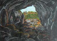 A cave entrance seen from within the cave